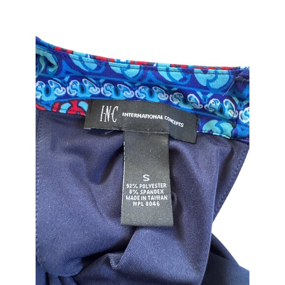 INC International Concepts Navy Multicolor Small Sleeveless Shift Dress - Picture 3 of 11